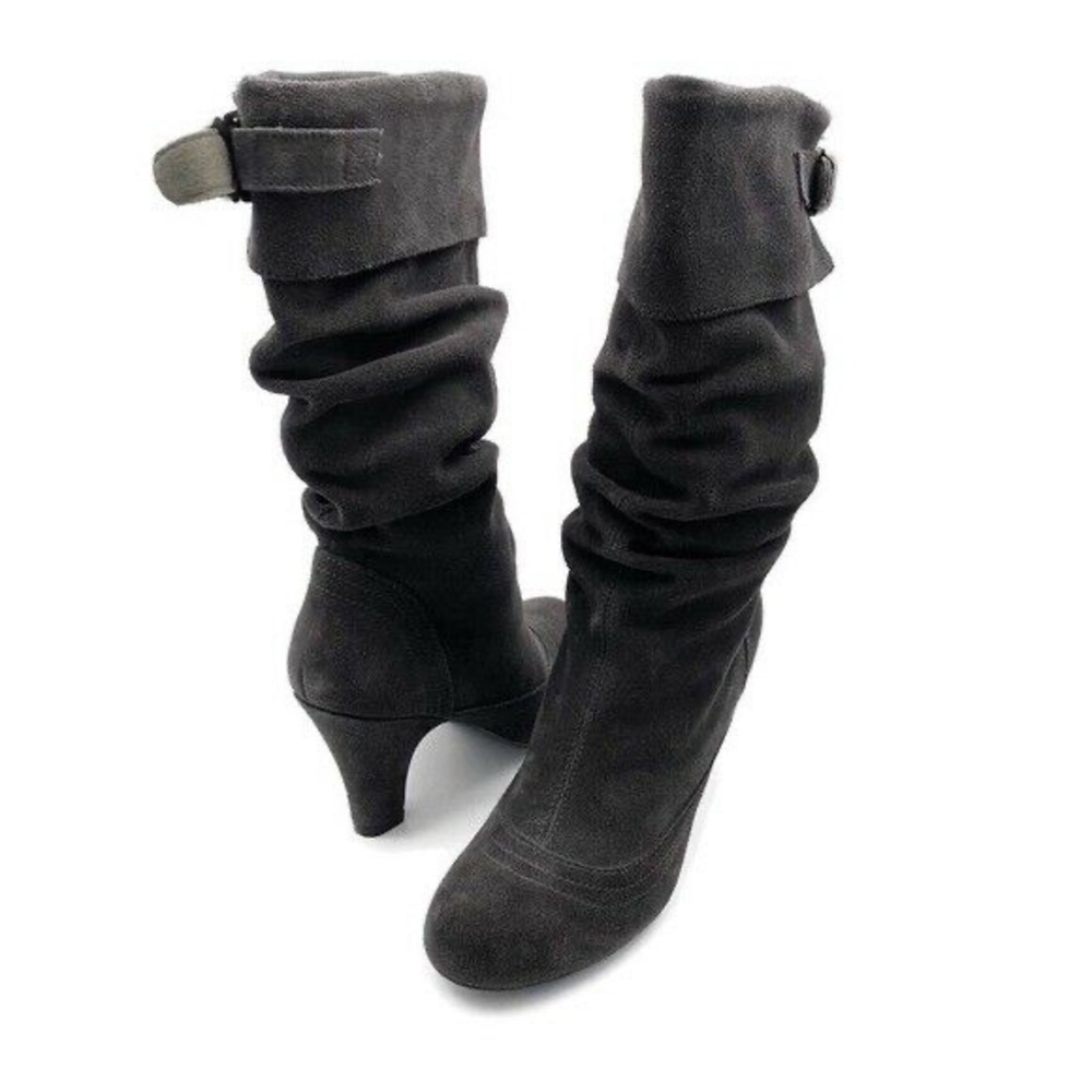 STEVE MADDEN Legion Leather Stacked Heel Boots Women's Size 9.5 Ruched